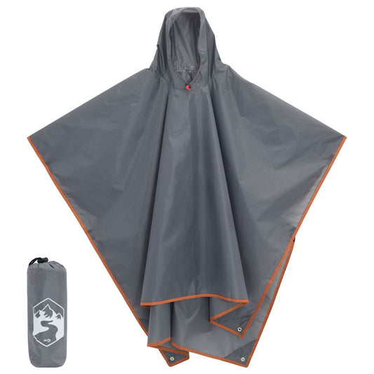 Grijze vidaXL regenponcho met capuchon, waterdicht en compact opvouwbaar.