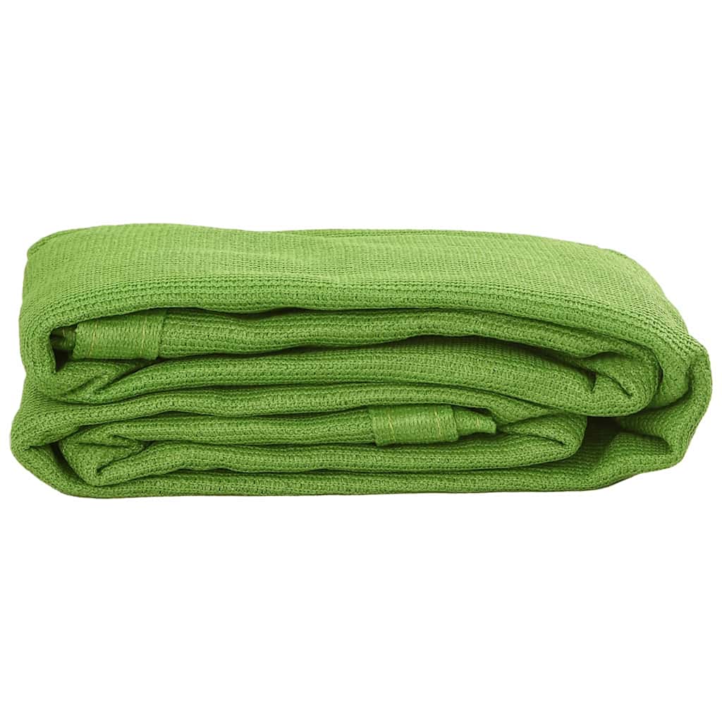 Opgerold vidaXL tenttapijt in lichtgroen HDPE materiaal, zijaanzicht.