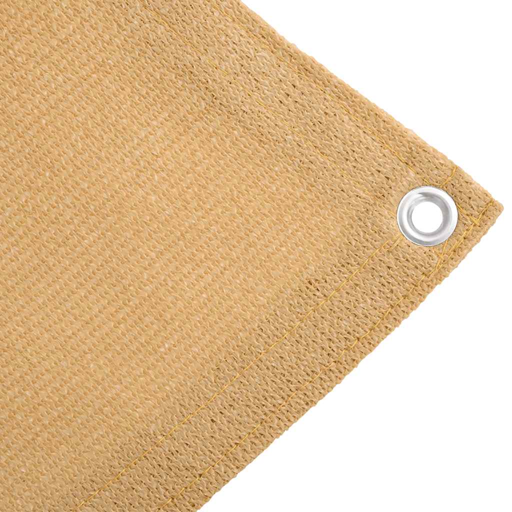 Detail van het vidaXL tenttapijt in zandkleur met een oogje voor bevestiging.