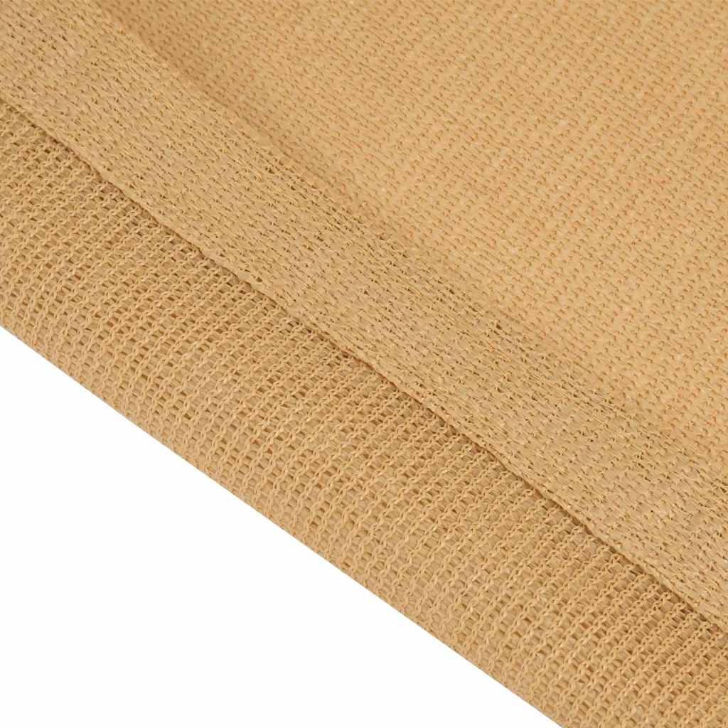 Detail van de zandkleurige rand van het vidaXL tenttapijt van HDPE materiaal.