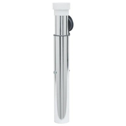Zijaanzicht van de vidaXL parasolvoet in zilver, geschikt voor parasolstokken van 40-50 mm.