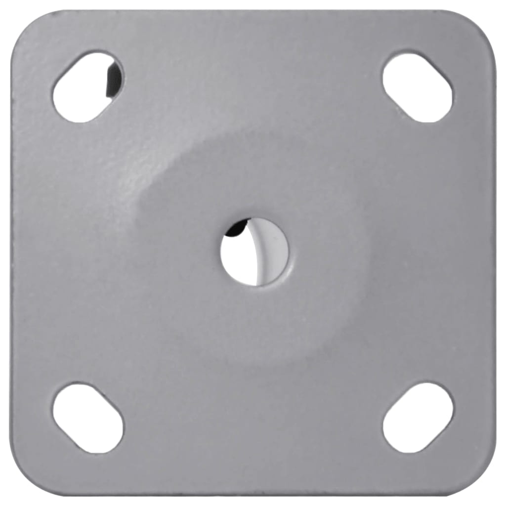 Detail van de zilverkleurige parasolvoet van vidaXL met vier bevestigingsgaten.