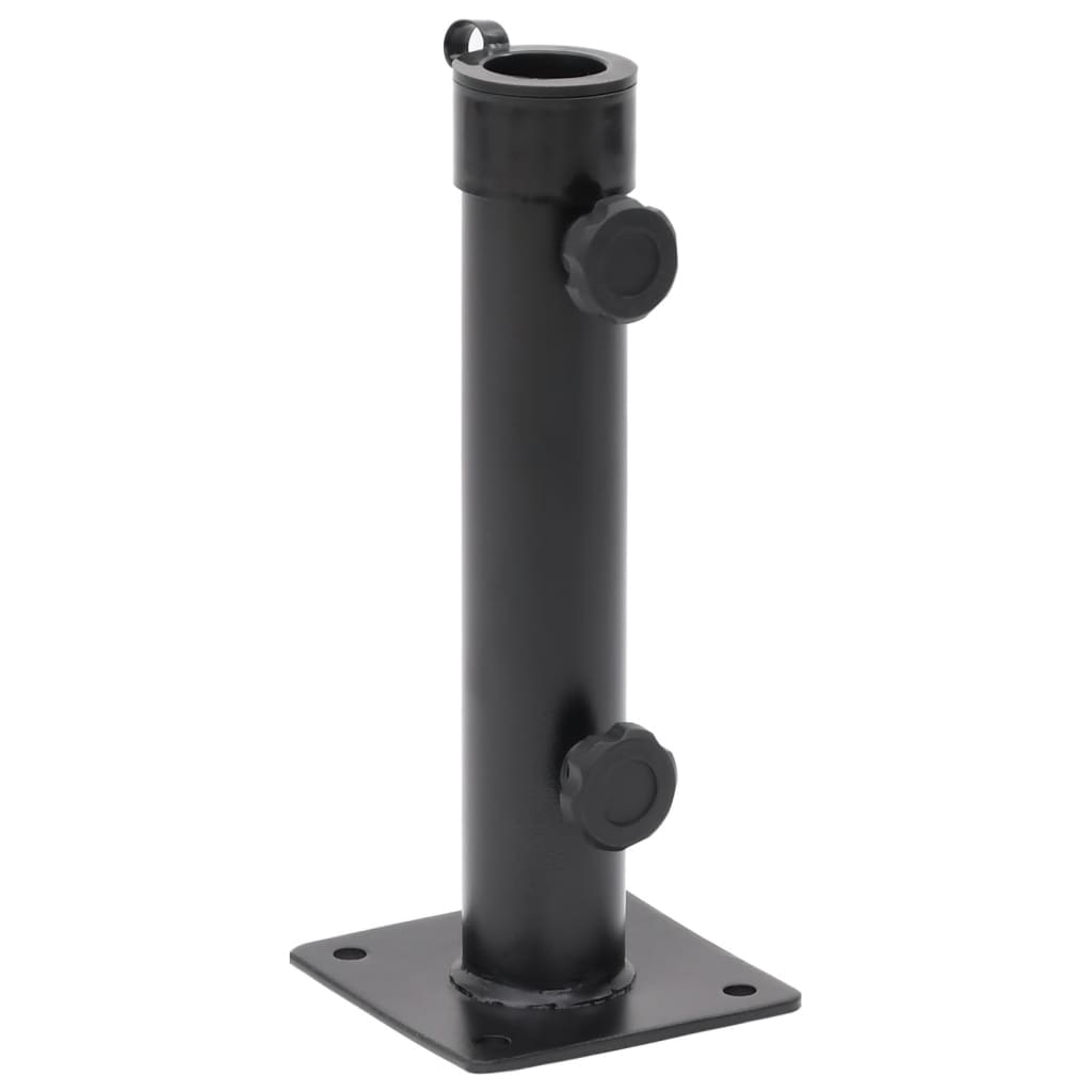 Matzwarte vidaXL parasolvoet met stevige basis voor Ø38/48 mm parasolstokken.