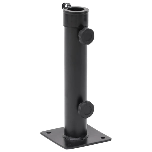 Matzwarte vidaXL parasolvoet met stevige basis voor Ø38/48 mm parasolstokken.