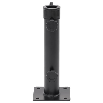 Detail van de matzwarte vidaXL parasolvoet met bevestigingsmechanisme voor Ø38/48 mm stok.