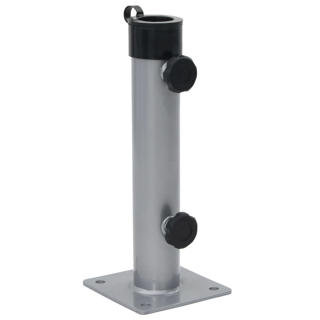 Zilverkleurige vidaXL parasolvoet voor Ø38/48 mm stok, stevige en duurzame basis.