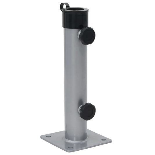 Zilverkleurige vidaXL parasolvoet voor Ø38/48 mm stok, stevige en duurzame basis.