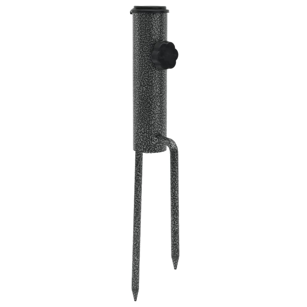 Detail van de vidaXL parasolstandaard met pennen, zwart gegalvaniseerd staal.