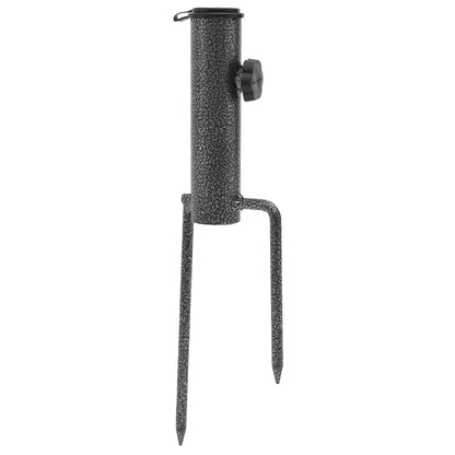 Detail van de vidaXL parasolstandaard met pennen, zijaanzicht van de stevige staalconstructie.