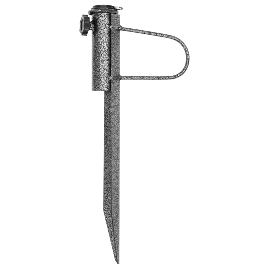 Zijaanzicht van de vidaXL parasolstandaard met pen, gemaakt van gegalvaniseerd staal.