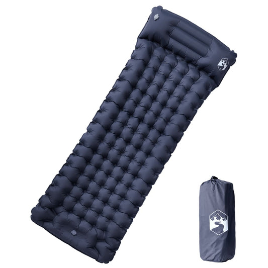 Grijs vidaXL zelfopblazend kampeermatras met kussen, bovenaanzicht.