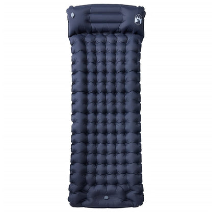 Detail van het vidaXL zelfopblazende kampeermatras in grijs, met kussen en ribbelstructuur.