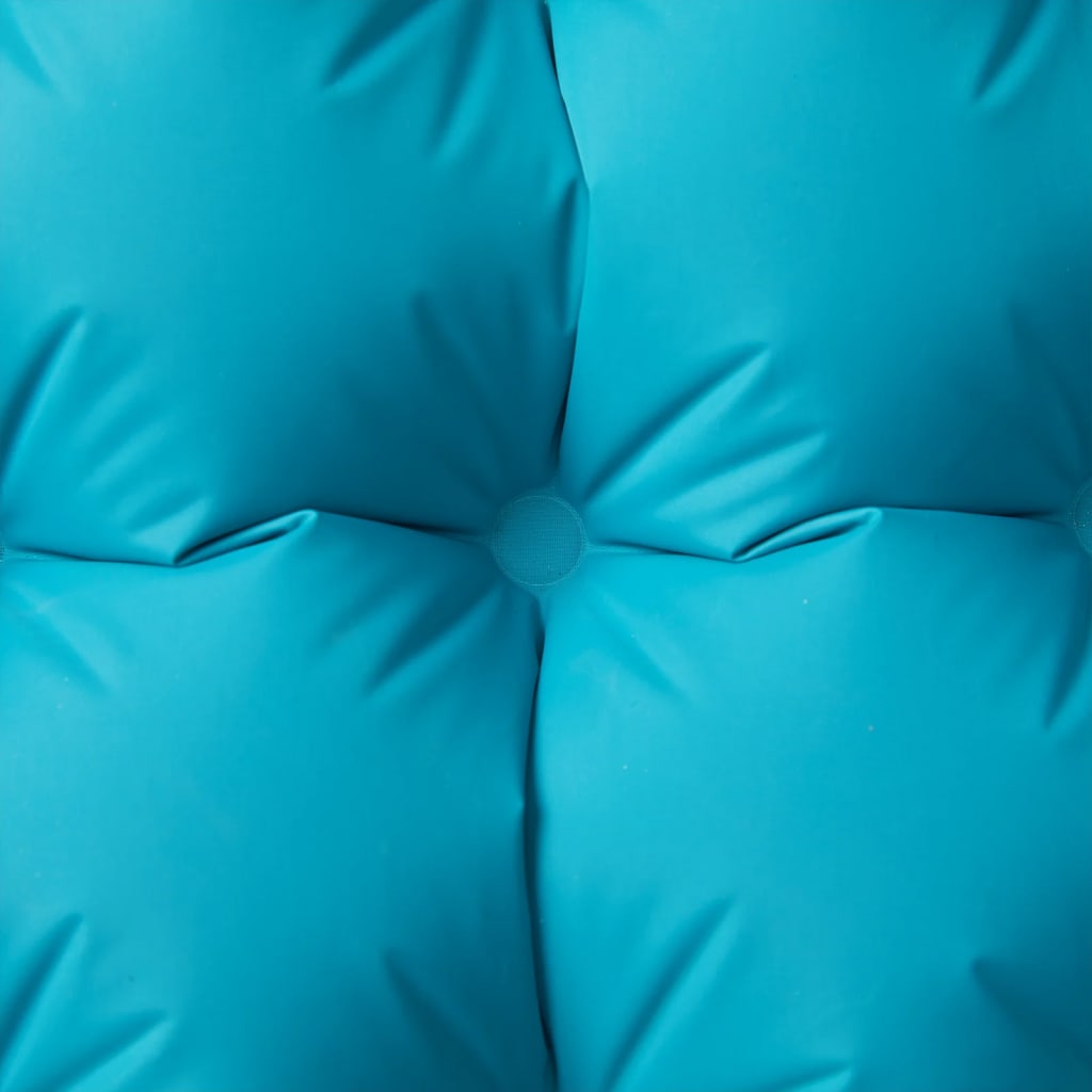 Detail van het blauwe vidaXL zelfopblazend kampeermatras met kussen, close-up van de stof.