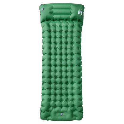 Detail van het groene vidaXL zelfopblazende kampeermatras met een comfortabele structuur.