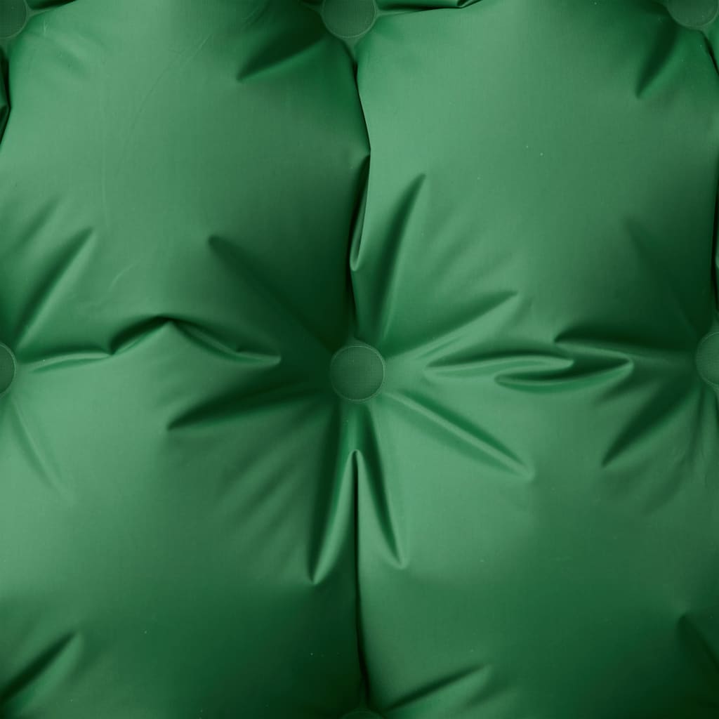 Detail van de groene vidaXL zelfopblazende kampeermatras met gestikte vakken.