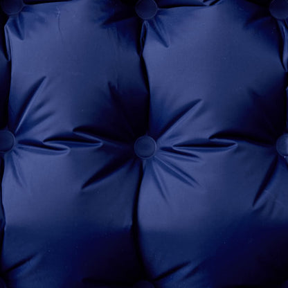 Detail van het marineblauwe vidaXL zelfopblazende kampeermatras met kussen.