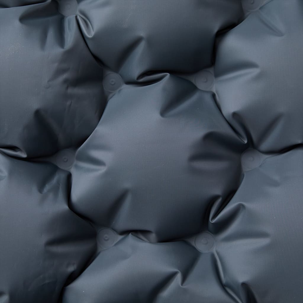Detail van het grijze vidaXL zelfopblazende kampeermatras met een gewatteerde structuur.