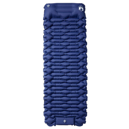 Detail van het vidaXL zelfopblazend kampeermatras in marineblauw, met textuur en kussen.