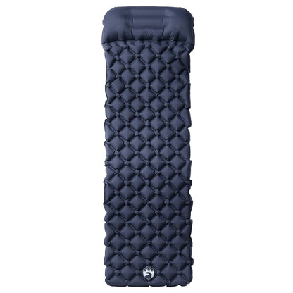 Detail van het vidaXL opblaasbare kampeermatras met kussen in grijs, zijaanzicht.