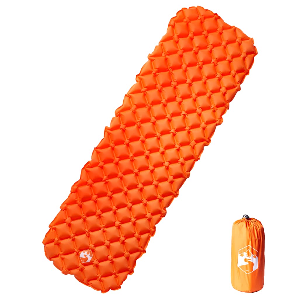 Opblaasbaar vidaXL kampeermatras in feloranje met een comfortabele dikte van 6 cm.