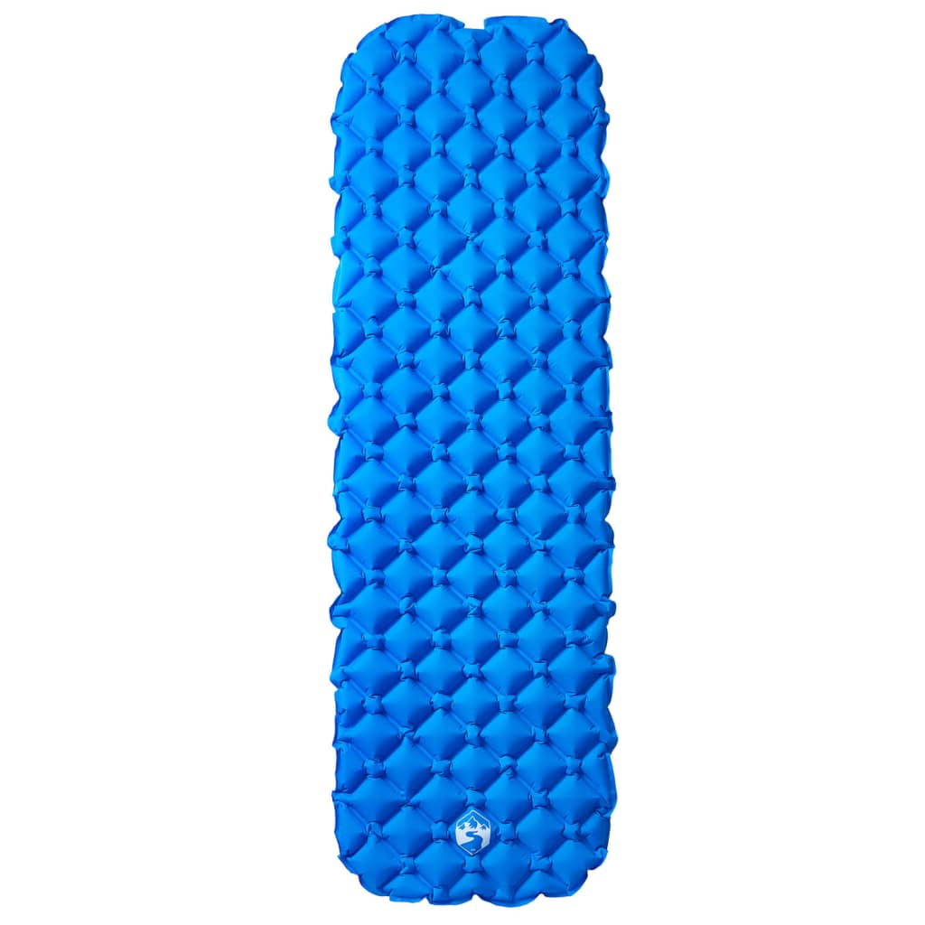 Detail van het vidaXL opblaasbare kampeermatras in blauw, met een gestikte structuur.