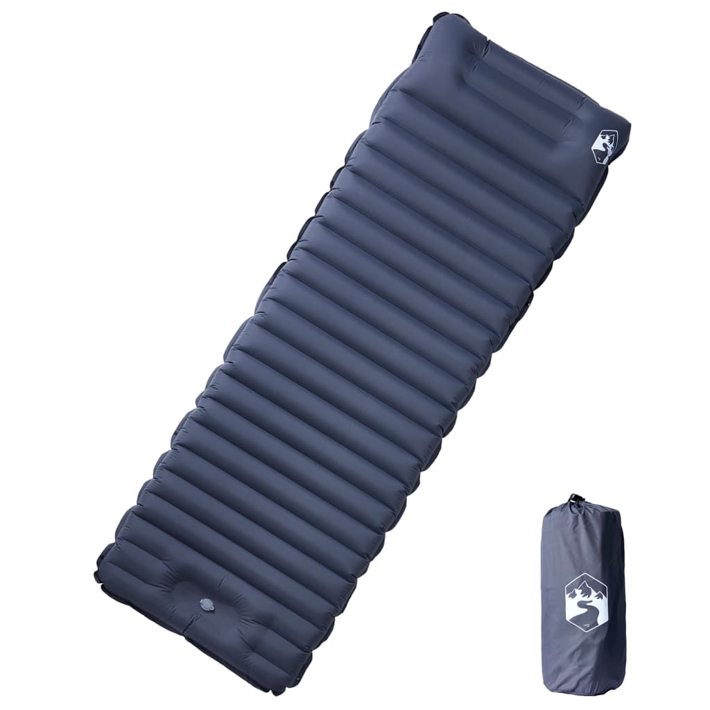 Grijs vidaXL zelfopblazend kampeermatras voor één persoon, liggend op een witte achtergrond.
