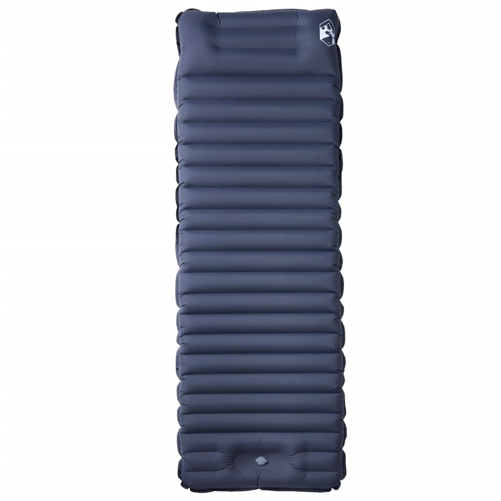 Detail van het vidaXL zelfopblazende kampeermatras in grijs, zijaanzicht met ribbelstructuur.