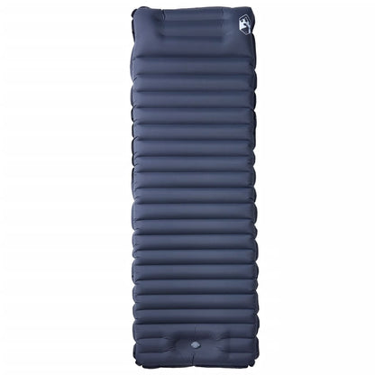 Detail van het vidaXL zelfopblazende kampeermatras in grijs, zijaanzicht met ribbelstructuur.