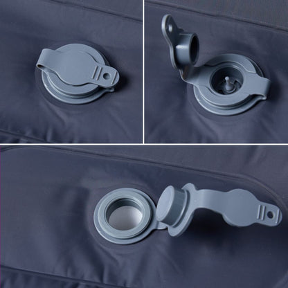 Detail van de zelfopblazende klep van het vidaXL kampeermatras in grijs.