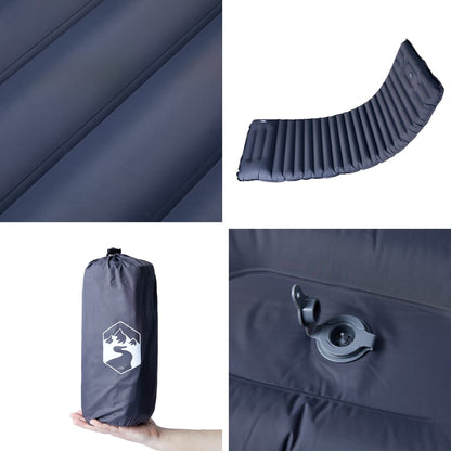 Detail van het vidaXL zelfopblazend kampeermatras in grijs, met opberghoes en ventiel.