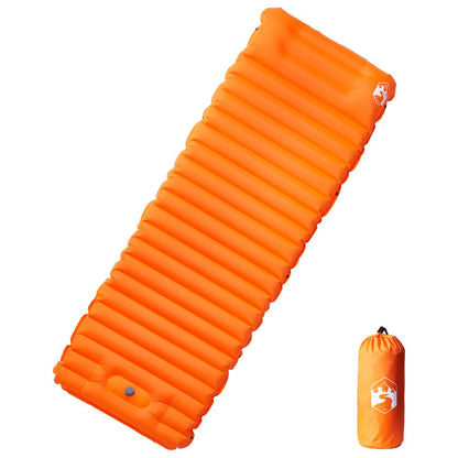 vidaXL zelfopblazend kampeermatras in levendig oranje, rechtopstaand met opbergtas.