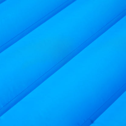 Detail van het blauwe vidaXL zelfopblazende kampeermatras met horizontale ribbels.