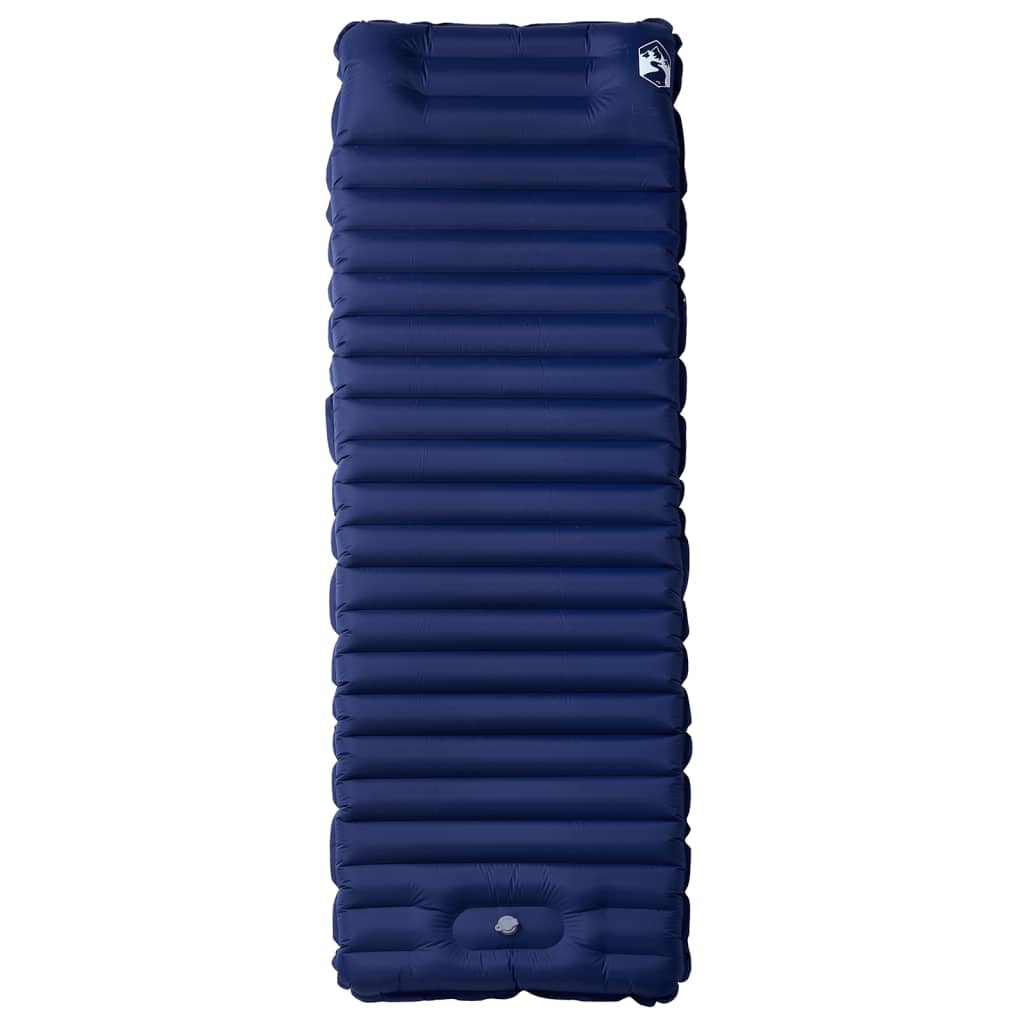 Zijaanzicht van het vidaXL zelfopblazende kampeermatras in marineblauw.