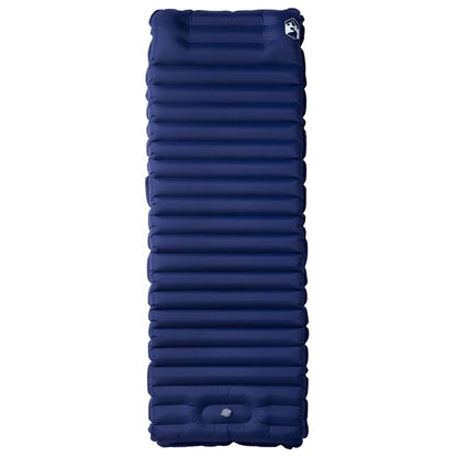 Zijaanzicht van het vidaXL zelfopblazende kampeermatras in marineblauw.