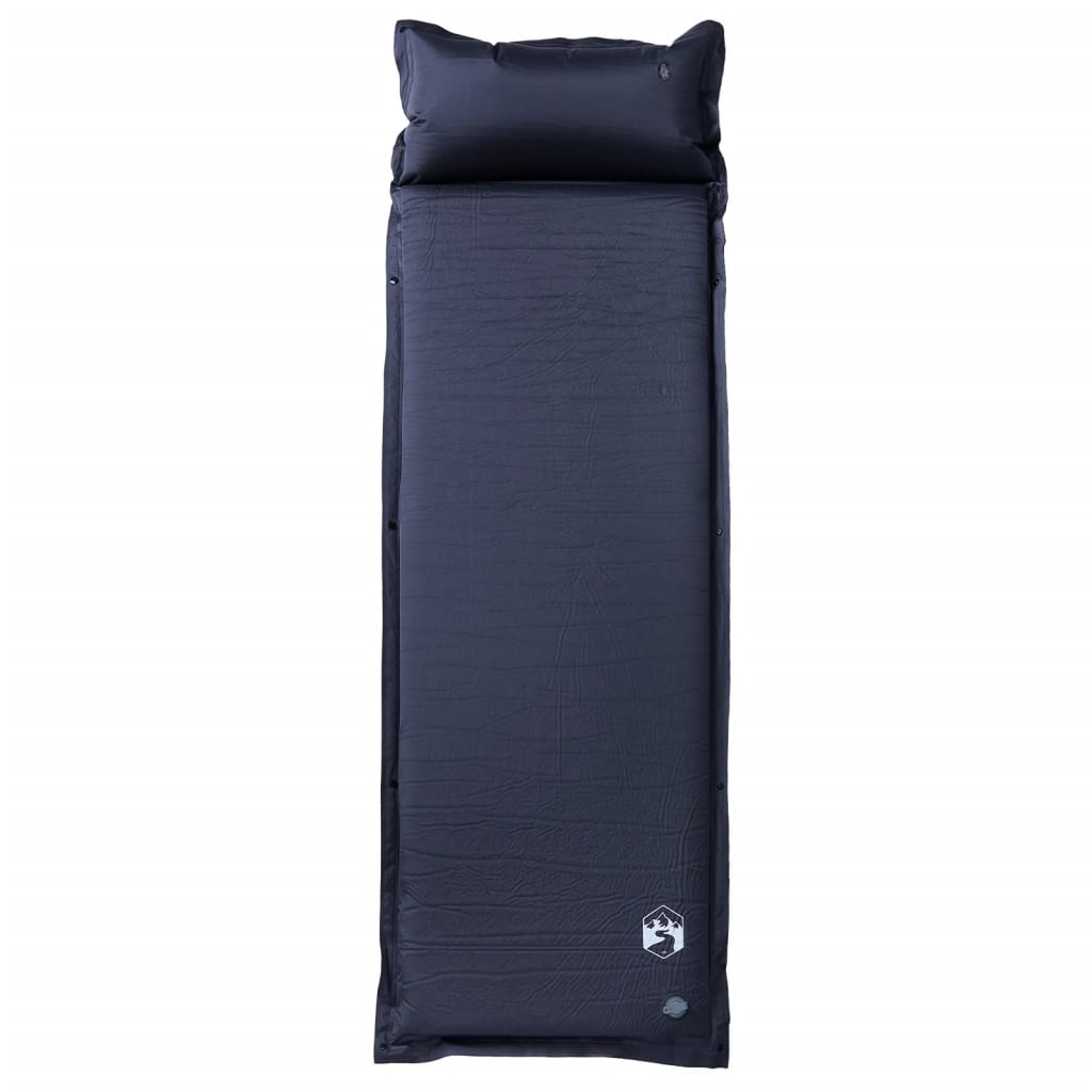 Grijs vidaXL kampeermatras met geïntegreerd kussen, bovenaanzicht.