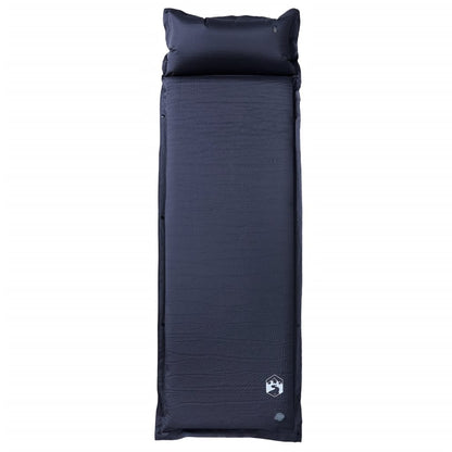 Grijs vidaXL kampeermatras met geïntegreerd kussen, bovenaanzicht.