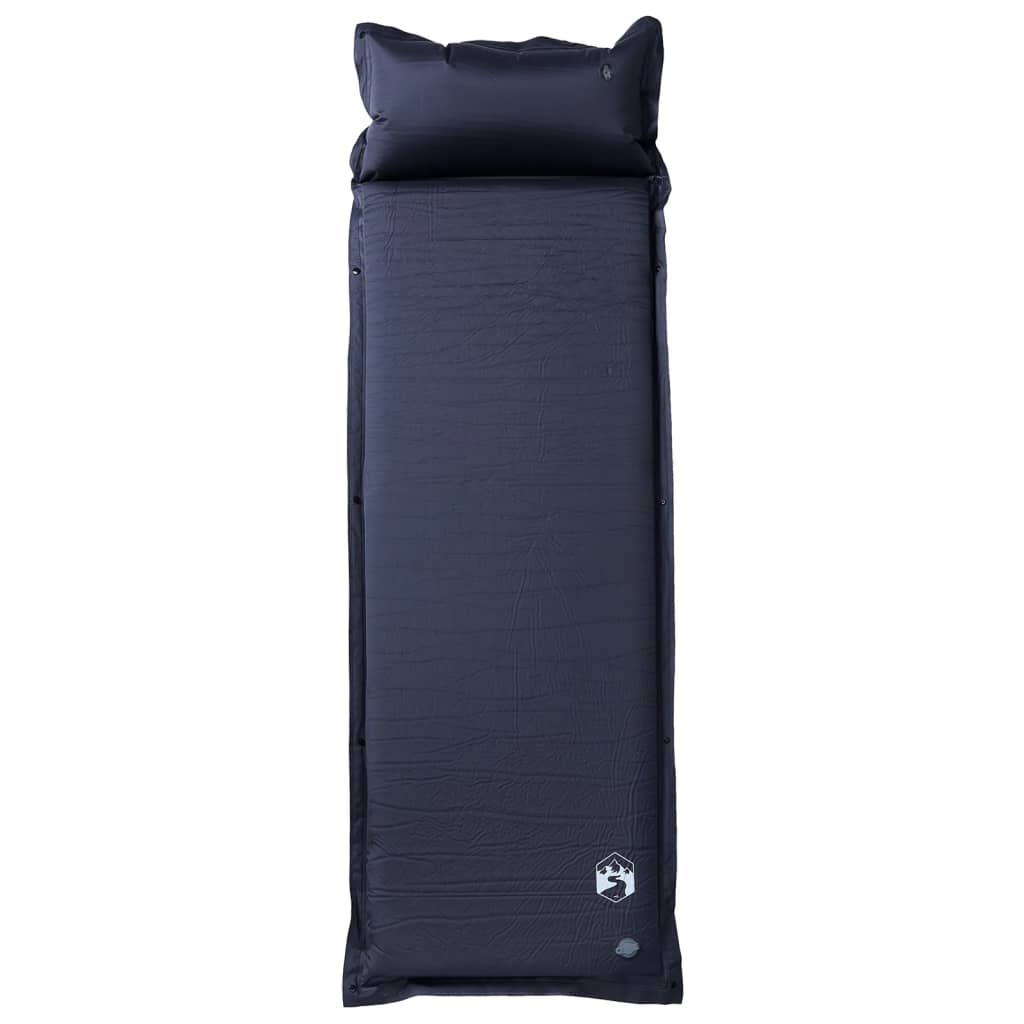 Grijs vidaXL zelfopblazend kampeermatras met geïntegreerd kussen, bovenaanzicht.