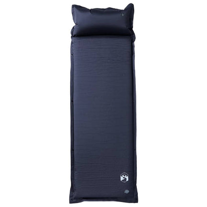 Grijs vidaXL zelfopblazend kampeermatras met geïntegreerd kussen, bovenaanzicht.