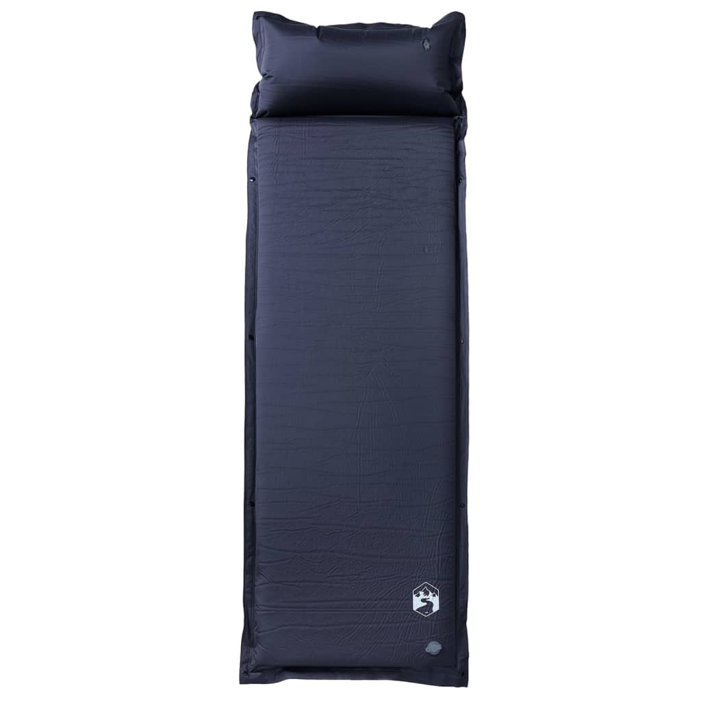 Grijs vidaXL zelfopblazend kampeermatras met kussen, bovenaanzicht.