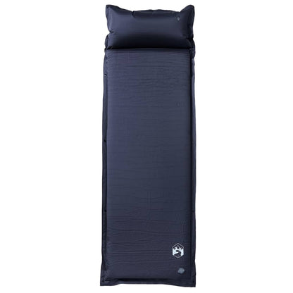 Grijs vidaXL zelfopblazend kampeermatras met kussen, bovenaanzicht.