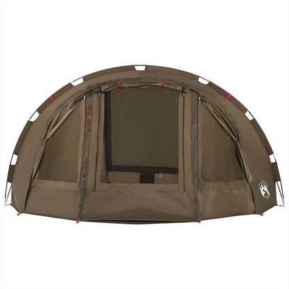 Detail van de vidaXL Vistent 4-persoons tent met open ritsdeur en olijfgroene kleur.