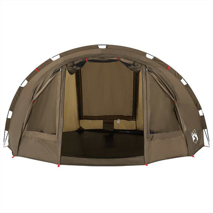 Detail van de vidaXL Vistent 4-persoons tent in olijfgroen met open ritsdeur.