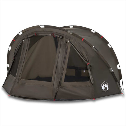 Detail van de vidaXL Vistent tent in bruin, met openingen en gaasramen voor ventilatie.