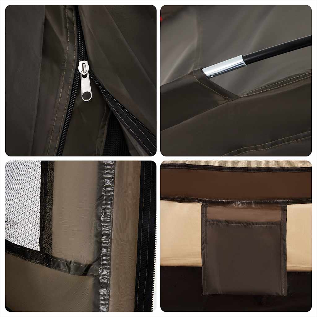 Detail van de waterdichte tent met ritssluiting en stevige stiksels van vidaXL Vistent.