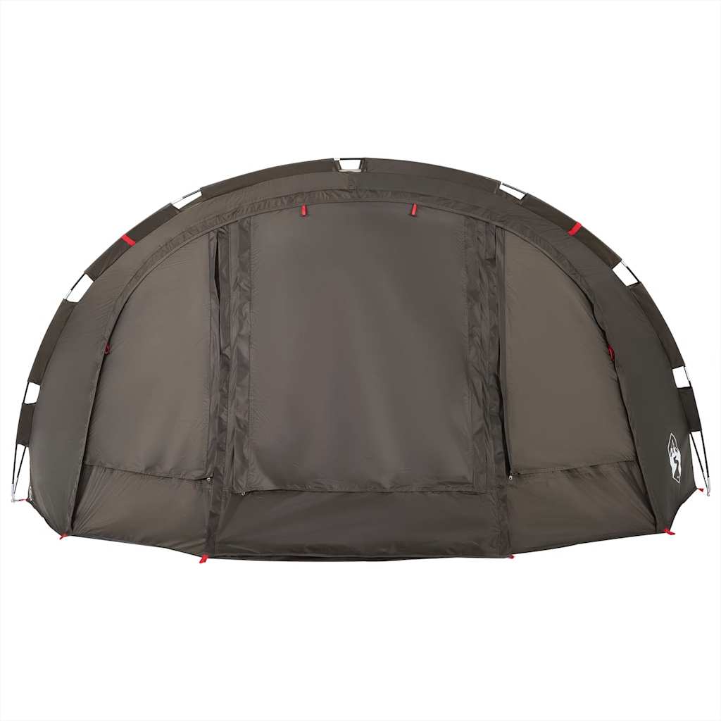 Detail van de vidaXL Vistent 4-persoons tent in bruin met ritssluiting aan de voorkant.
