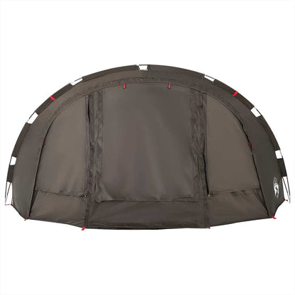 Detail van de vidaXL Vistent 4-persoons tent in bruin met ritssluiting aan de voorkant.