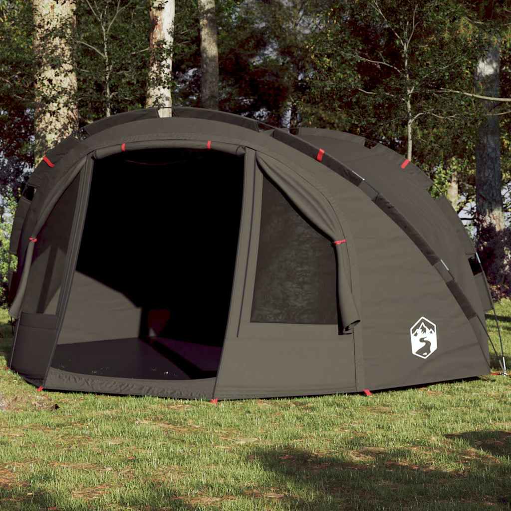 vidaXL Vistent 4-persoons tent in bruin, waterdicht met grote ingang en ventilatieroosters.