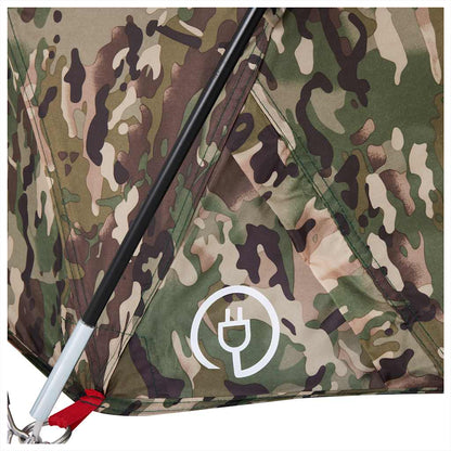Detail van de camouflage stof en de bevestigingsstok van de vidaXL Vistent.