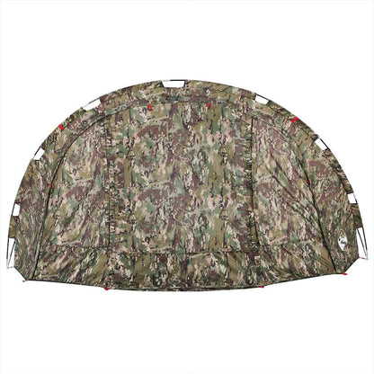 Detail van de vidaXL Vistent 4-persoons camouflage tent, zijaanzicht met ritsdeuren.