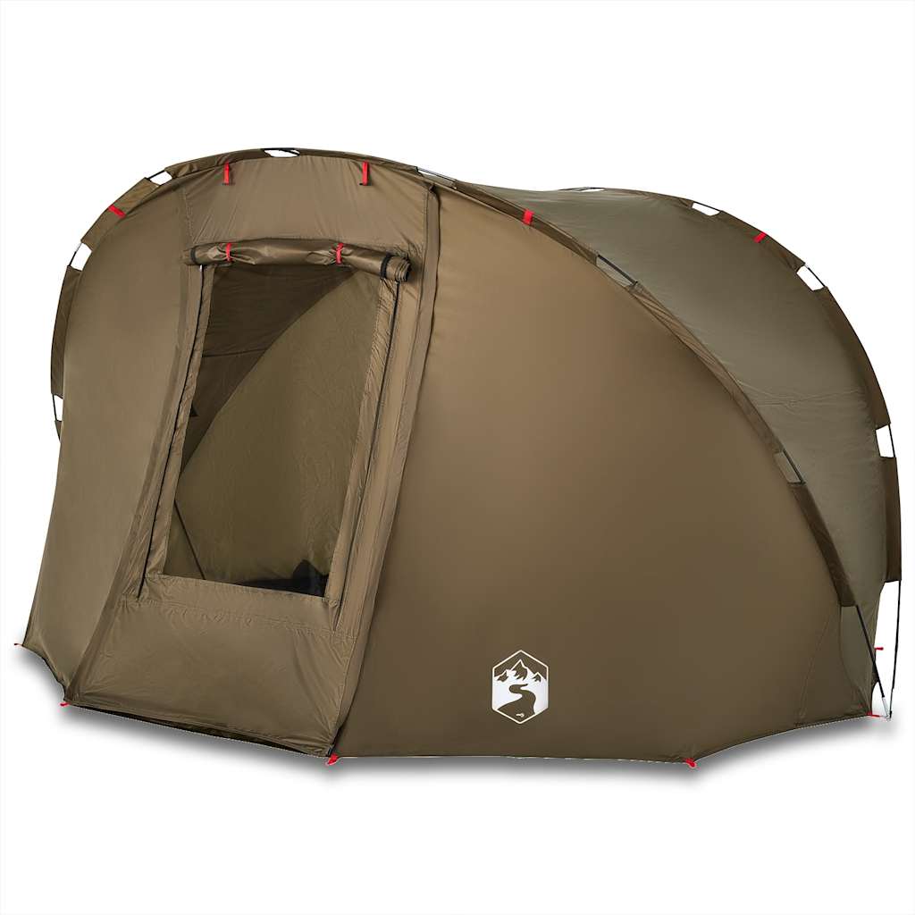 Detail van de olijfgroene vidaXL Vistent tent met ritsdeur en afgeronde vorm.